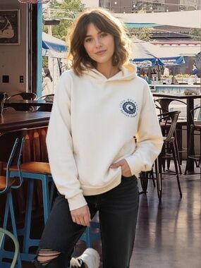 Cisco Brewers Whales Tail Cream Hooded Sweatshirt | Size Large